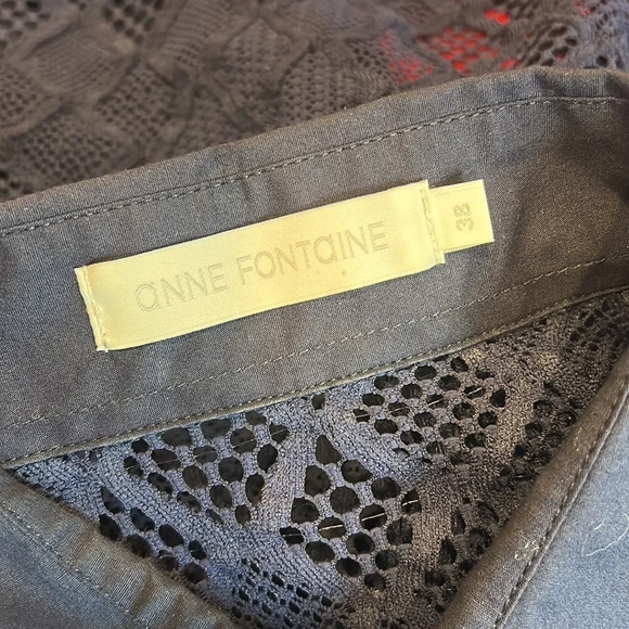 Anne Fontaine Leola Navy Knit Button Down 3/4 Sleeve Blouse Size 38/4-6US - Picture 7 of 9